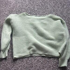 Mint Green Women's Off Shoulder  Sweater